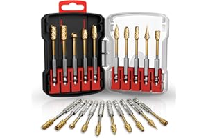 METOTY 10 Stück Hartmetall-Frässtifte Set,dremel fräser, Hartmetall Rotationsfräser-Set,mit 6.35mm Schaft, für Schleifen, Schnitzen, Metallpolieren, Gravieren, Bohren