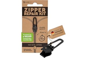 ZlideOn Zipper Repair Kit - Black, (L/5) - Pull Replacement for Sliders, for Metal Zippers, Zipper Fixer Repair Kit Works with Jeans, Pants, Leather Jackets, Coats, Luggage, Boots and More