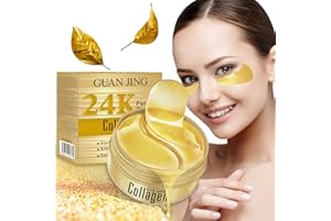 Xnuoyo Maschera per Gli Occhi, Eye Patch in Collagene Oro 24K Idratante All'acido Ialuronico Anti-rughe Ed Anti-età Contorno Occhi Occhiaie Ridurre Borse Occhiaie Puffiness-60 Patches