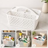 3 B&ouml;lmeli Kulplu Organizer Sepet, &Ccedil;ok Ama&ccedil;lı Beyaz Plastik D&uuml;zenleyici, Buzdolabı İ&ccedil;i, Lavabo Altı, Mutfak Dolabı, Banyo ve M