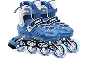 OLYSPM Inline Skates Kids,Roller Skates,5 Sizes of Adjustable Skates with Chinese Style Pattern and 8 Light up Wheels for Boy and Girls