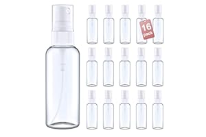 LG Luxury & Grace Lot de 16 Flacons Vaporisateurs, 60 ML. Bouteilles de Spray en Polyéthylène Transparent. Bouteilles de Voyage Rechargeables. Atomiseurs pour Parfums et Cosmétiques.