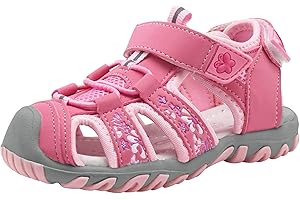 Apakowa Baby Kleine Mädchen Sommer Geschlossene Zehen Athletic & Outdoor Wandern Strandsandalen Sport-Trail-Sandalen für Kinder mit Klettverschluss