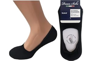 DREAM SOCKS Lot de 6 paires de chaussettes invisibles pour pieds avec silicone sur le talon, chaussettes fantômes respirantes invisibles en coton fil d'Écosse élastique