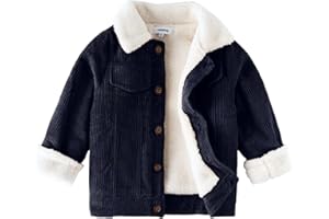 Volunboy Enfant Garçon Veste Polaire Hiver Chaud Velours Côtelé Blouson Doublé Sherpa Manteau