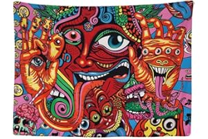Ulticool - Psychedelic Trippy Draws Eyes - Wandteppich - 200x150 cm - Großer Wandteppich - Hippie Zubehör Bohemian - Dekoration - Tuch - Malerei - Vorhang für Bett, Wand oder Decke