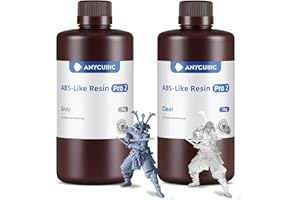 ANYCUBIC ABS-Like Resin Pro 2, Żywica do Drukarek 3D o zwiększonej wytrzymałości i odporności, wysokiej precyzji i minimalnym skurczu, Szary+Przezroczysty 2000g