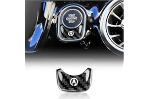 KUNGKIC Auto Motor Start Stop Botón Interruptor de encendido de fibra de carbono pegatinas decorativas interiores compatibles con Mercedes Benz Clase A W177 GLB X247 CLA AMG W247 Accesorios (Negro)