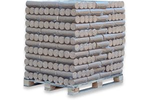ENERGIE KIENBACHER Paleta de 500 kg de briquetas de madera dura de Nestro para chimenea, estufa, calefacción, madera, soporte para brasas, roble y/o haya, 50 x 10 kg, bolsas de polietileno, briquetas redondas Energie