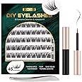 Lanciley Individual Lashes 45 Clusters Lashes CC Curl DIY Eyelash Extension Kit at Home for Make-up Beginner False Eyelashes with Eyelash Glue Tweezers 10/12/14/15/16mm Easy to Use - Fluffy Style