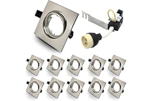 HiBay 10x GU10 Downlights Recessed LED Ceiling Lights Kitchen Spotlights Square Brushed Chrome Spot Light Fittings 240V