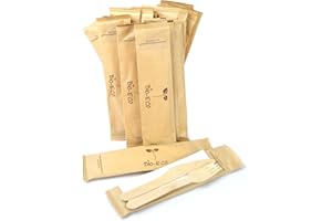 IMBALLAGGI ALIMENTARI PZ 50 bis Posate in Legno FORCHETTA Coltello E TOVAGLIOLO IMBUSTATE in Busta 100% Carta