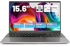 Anna Bella Laptop 15.6''with 16GB DDR4 512GB SSD, Quad-Core Intel Celeron N5095 Processors, 1080P IPS FHD Display, USB 3.0, Bluetooth 4.2, 2.4/5G WiFi,Numeric Keypad