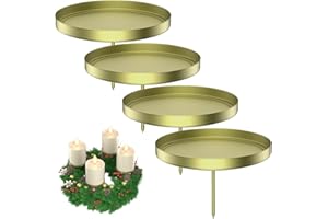 LANPOVISTA Kerzenhalter für Adventskranz 8cm: Gold Kerzenständer 4er Set mit Stecker | für Advent & Weihnachten Skranz Deko | Minimalistisch