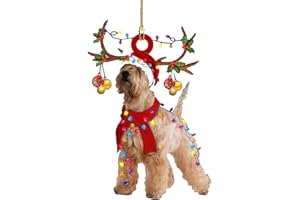 Huasean Niedlicher Hunde-Weihnachtsschmuck, Acryl-2D-Hunde-Weihnachtsbaumschmuck, Lustige Hunde-Hängeaccessoires Für Den Weihnachtsbaum, Weihnachts-Andenkengeschenke