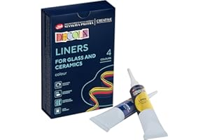 Decola Liner Acrilici | Liner Acrilici A Base D’acqua 4x18ml Per Porcellana E Vetro | 4 Pezzi Nei Colori Giallo, Rosso, Blu E Verde | Creati da Neva Palette