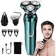Electric Razor for Men Shavers for Men Electric Razor, 4 in 1 Dry Wet Waterproof Rotary Men's Face Shaver Razors, Cordless Face Shaver USB Rechargeable for Shaving Ideas Gift for Dad Husband