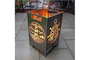 teileplus24 FT01 Fire Barrel Fire Bowl Fire Basket Rusty Large Square Pluggable Easy to Clean