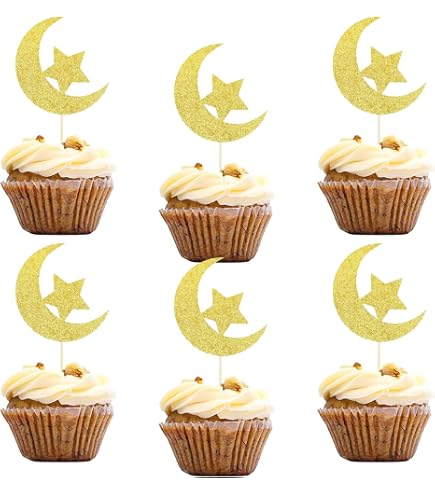 30 Essbare Eid Mubarak Cupcake Topper – Bunte Dek Produktbild-Vorschau 10