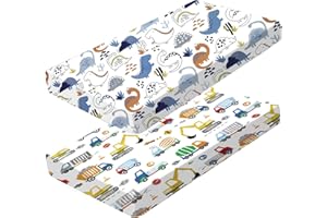 BABY AMABC Lot de 2 draps-housses pour berceau 120 x 60 cm | Draps doux et respirants pour matelas de berceau standard et tout-petits, jupe entièrement élastique, respirant, facile d'entretien