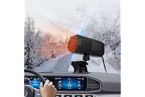 slembands Car Heaters,Portable Car Heater 12v, for Winter with Suction Seat, Plug in Car Heater for Fast Defrosting and Defogging of Car Windscreens… (BLACK-003)