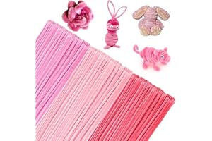 LAZULITHIC 300 Pieces Pipe Cleaners 3 Colours Pipe Cleaners Bright for Crafts Pipe Cleaners for Crafts Chenille Wire Pipe Cleaners Bending Plush Craft Wire for DIY Craft Projects (Pink)