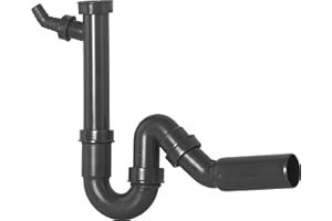 Cornat Tubos de tapón de Olor para fregaderos Pulgadas conexión para Dispositivo y Rama de 45° – Fabricado con plásticos reciclados – Embalaje reciclable / T353104R, Gris, 1 1/2 Zoll x 50 mm