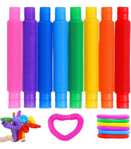 12 Tubes Élastiques Sensoriels Pop Tubes – Anti Stress Multicolore – Autisme, TDAH