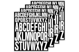 QIANFENSHI 4 Feuilles Stickers Alphabet et Lettres Adhésives, Autocollant Imperméable Pour Scrapbooking, Boîtes Aux Lettres, 2.5cm+5cm (Blanc)