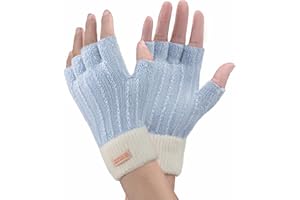 FCHUI Winter Fingerless Gloves - Women Warm Knit Half Fingers Mittens Thermal Fingerless Gloves Ladies Half Fingers for Running Sking