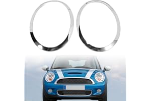 JAOGAUS Anillo Decorativo Para Faros Delanteros Compatible con BMW MINI COOPER R55 R56 R57 R58 R59,Cubierta de Anillo para Faros Delanteros,Embellecedores de Anillo de Cubierta de Lámpara Antiniebla (Plata)