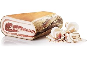 Pancetta Steccata Legno, Bacon affiné entre Planches en Bois, Salumi Pasini, tranche, 500 gr