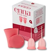 Enna Cycle Easy Size S &ndash; 2 Reusable Menstrual Cups + Steriliser Box &ndash; Medical Silicone &ndash; Easy Removal &ndash; Made in Spain | Con E