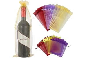 Smilcloud 30Pcs Organza Wine Bags, Large Organza Bags with 18pcs Small Organza Gift Bags, Bottle Gift Bag Sheer Mesh Pouches for Wedding Birthday Valentine's Day Baby Shower Party