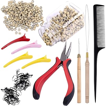 Kit Per Extension Di Piume: Micro Perline E Strumento Per Anelli - Foto 5