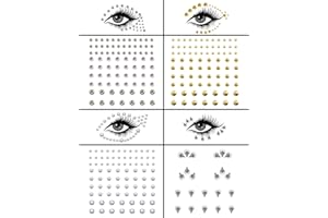 SELISTAMM 4 Fogli Brillantini Make Up, Strass Adesivi Brillantini Adesivi per Viso Strass Autoadesivi Viso Corpo Occhi Strass Adesivi per Make Up Fai da Te Artigianato Feste Decorazione
