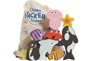 Le Toy Van - Ocean Petilou Stacker & Bag Educational Balancing Activity Toy, Suitable For Age 18+ Months