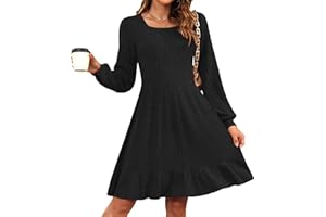 AUSELILY Winter Jumper Dress for Women UK Knitted Elegant Dress Autumn Long Sleeve Sweater High Waist Dresses