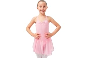 tanzmuster Body da Danza Classica 'Maja' con gonnelino in Chiffon per Bambini in Rosa, Celeste, Bianco, Nero, Viola, Fucsia, Blu Marino, Borgogna e Lavanda