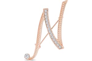 BLING JEWELRY Grande Dichiarazione Abc Pave Cristallo Corsivo Script Monogram Lettere Alfabeto Iniziale Sciarpa Spilla Per Le Donne Adolescenti Rosa, Oro Giallo Placcato Argento