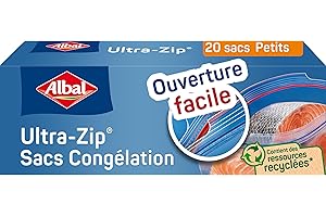 Albal - 20 Sacs Congélation Ultra Zip - Petit Modèle 1L - Fermeture Zip - Résistant - Contient des ressources recyclées