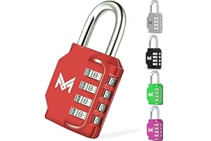 MERCURYAL Cadenas à combinaison - Cadenas casier - Cadenas sécurité 4 chiffres - 1/2 unités de couleur noire - Cadenas valise, gym, tiroirs, gym (1 unité, rouge)