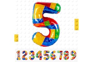 MACLUNAR Palloncini Numero 5 di Blocco da Costruzione,Palloncino Compleanno Numero 5, 101 CM Palloncino Numero 9 Foil Gigante,Decorazioni Feste di Compleanno Palloncino,Vola con l'Elio