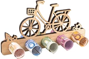 EUES Fahrrad Geburtstag Geldgeschenk Holz, mit Blumen - Blättern Geburtstag, Geschenke Holz, Geldgeschenke Geburtstag Jubiläum Geschenk, Geburtstag Männer, Geschenk für Frauen