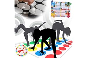QJFHURB Twister Gioco,Twister Gioco di società Squadra Famiglie Gioco di torsione Family Floor Gioco Società Moves Mat Gruppo Gioco Tavolo Gioco Tavolo da Riunire Bambini Adulti Equilibrio Flessibilità
