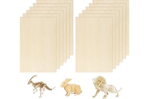 BUCOMTU 12 Pezzi Fogli di Legno di Balsa,300 × 200 × 2mm Compensato,Compensato Basswood,Per Progetti di Modellismo Fai-da-te,Intaglio e Costruzione di Modellini di Barche