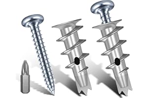 Zynthor 20Pcs Plasterboard Fixings, Plasterboard Wall Plugs and Screws Set, 10Pcs Self Drilling Drywall Anchors and 10Pcs Drywall Screws, Heavy Duty Metal Wall Anchors Kit