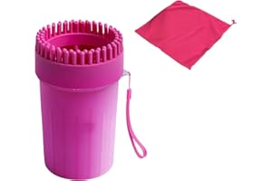 TONNYS Dog Paw Cleaner, Pulitore della Zampa del Cane, Pulizia Zampe per Cani oooh Portatile, Spazzola per Animali con Asciugamano Cane, Pulisci Zampe Cane per Artigli Sporchi Domestici(Pink)