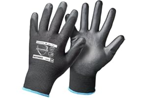 Arttribute Defender 12 Paar Gr. 7-11 Arbeitshandschuhe robust u. bequem Herren Damen Unisex Arbeitshandschuhe Gartenhandschuhe Mechaniker Handschuhe Montagehandschuhe PU Latexfrei (9-L (12Paar))