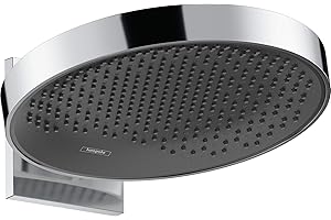 hansgrohe Rainfinity - rociador de ducha con conexión a pared, ducha fija redondo (⌀ 360 mm), cabezal de ducha lluvia con 1 tipo de chorro para conexión pared y techo, con sistema antical, cromo
